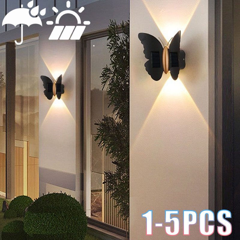 Outdoor Lighting Accent - 1-5PCS Solar Butterfly Wall Light Outdoor
