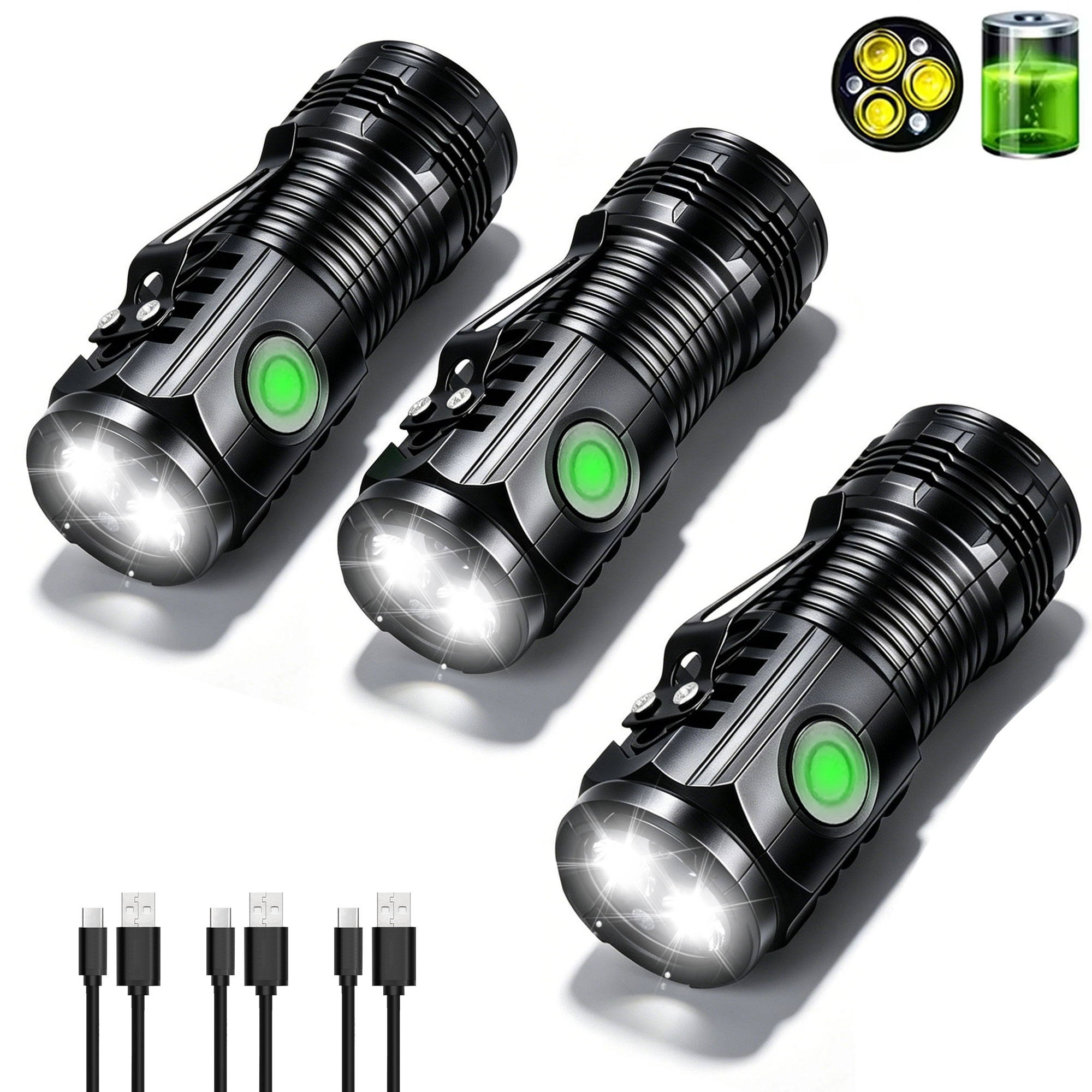 Outdoor Lighting Black - Portable Rechargeable Outdoor Flashlight Strong Light