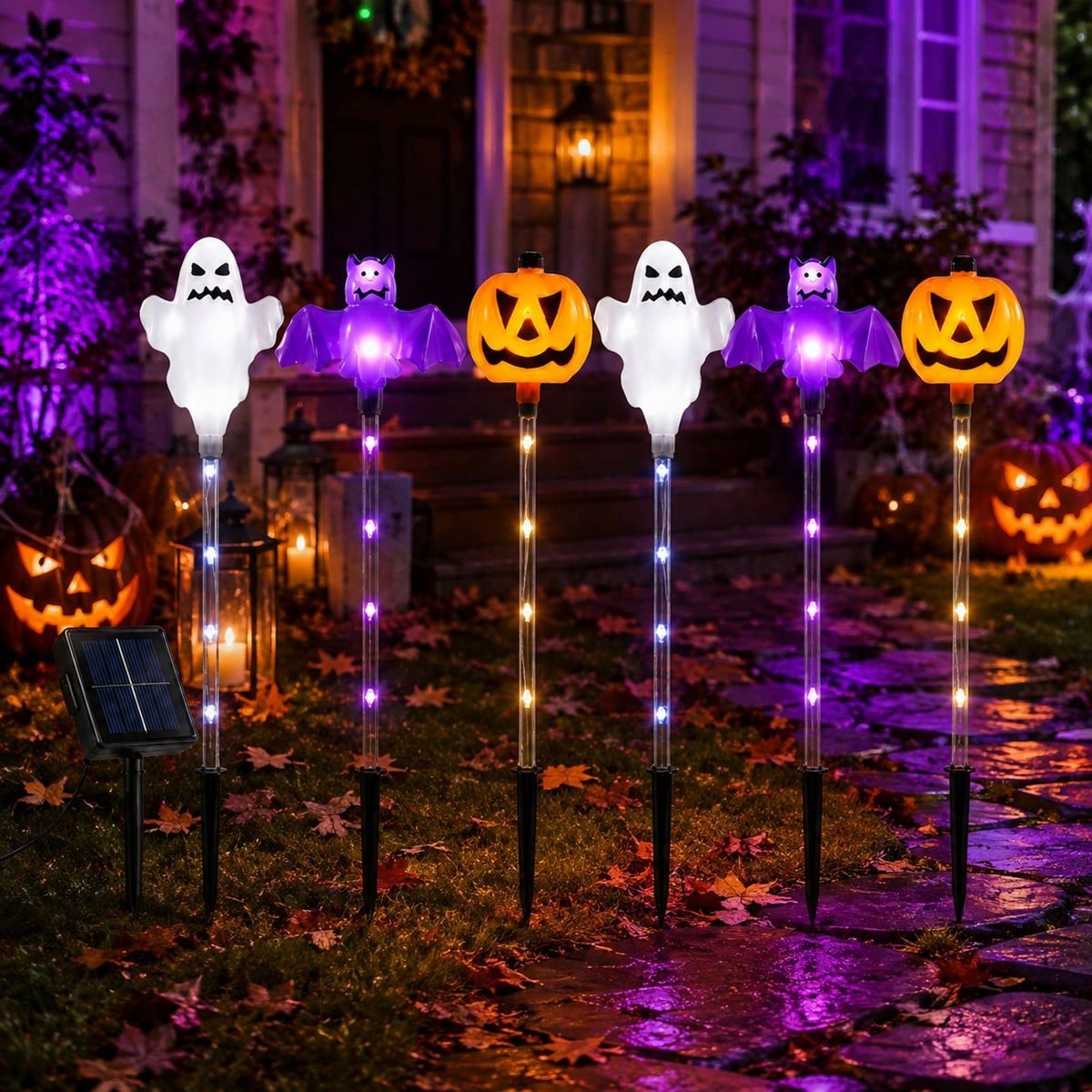 Outdoor Lighting Front Yard - 1 Set 6pcs Halloween Solar Pumpkin