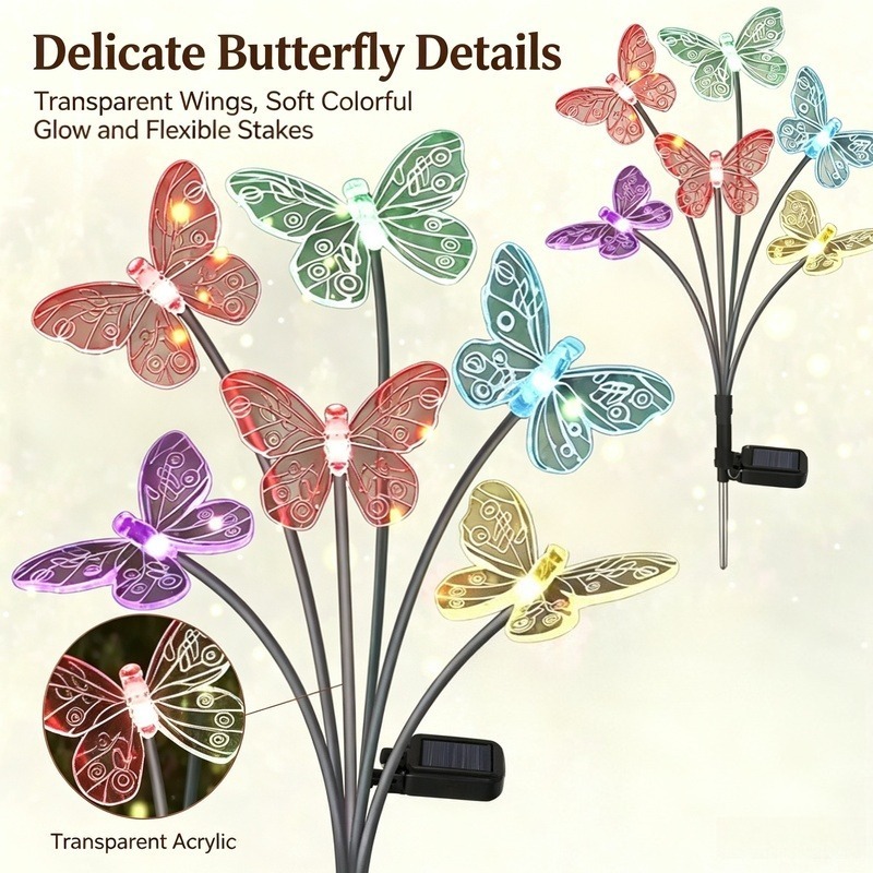 Outdoor Lighting Yard - Solar Powered Butterfly Lights, Waterproof LED
