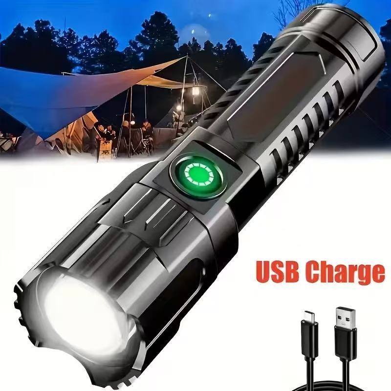 Outdoor Lighting Black - New High-power Led Flashlight USB Rechargeable