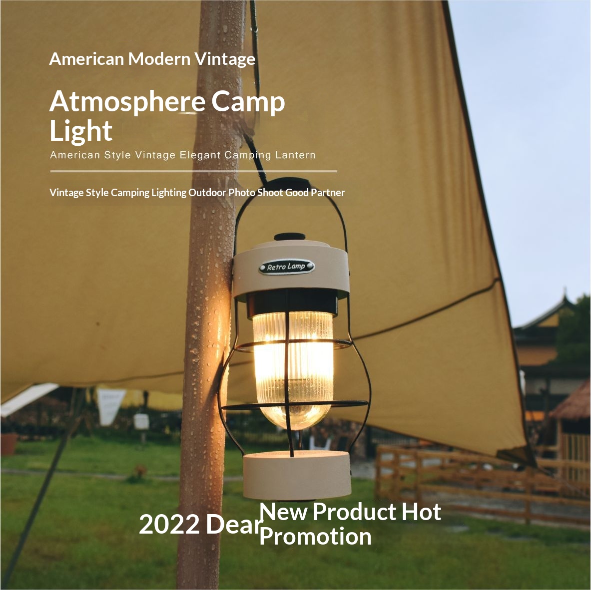 Outdoor Lighting Accent - Vintage Rechargeable LED Camping Lantern for