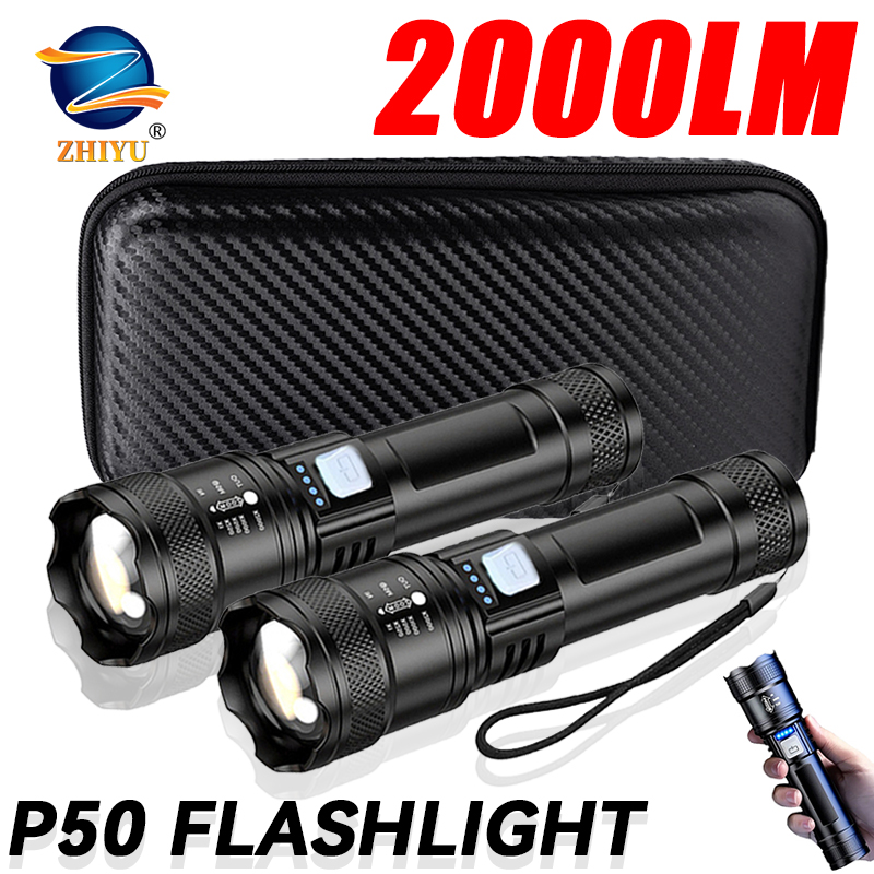 Outdoor Lighting B&Q - Tactical LED Flashlight 2000LM USB Rechargeable