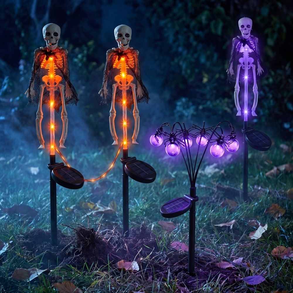 Outdoor Lighting Front Yard - Ghost Purple Light Halloween Decorations Spider