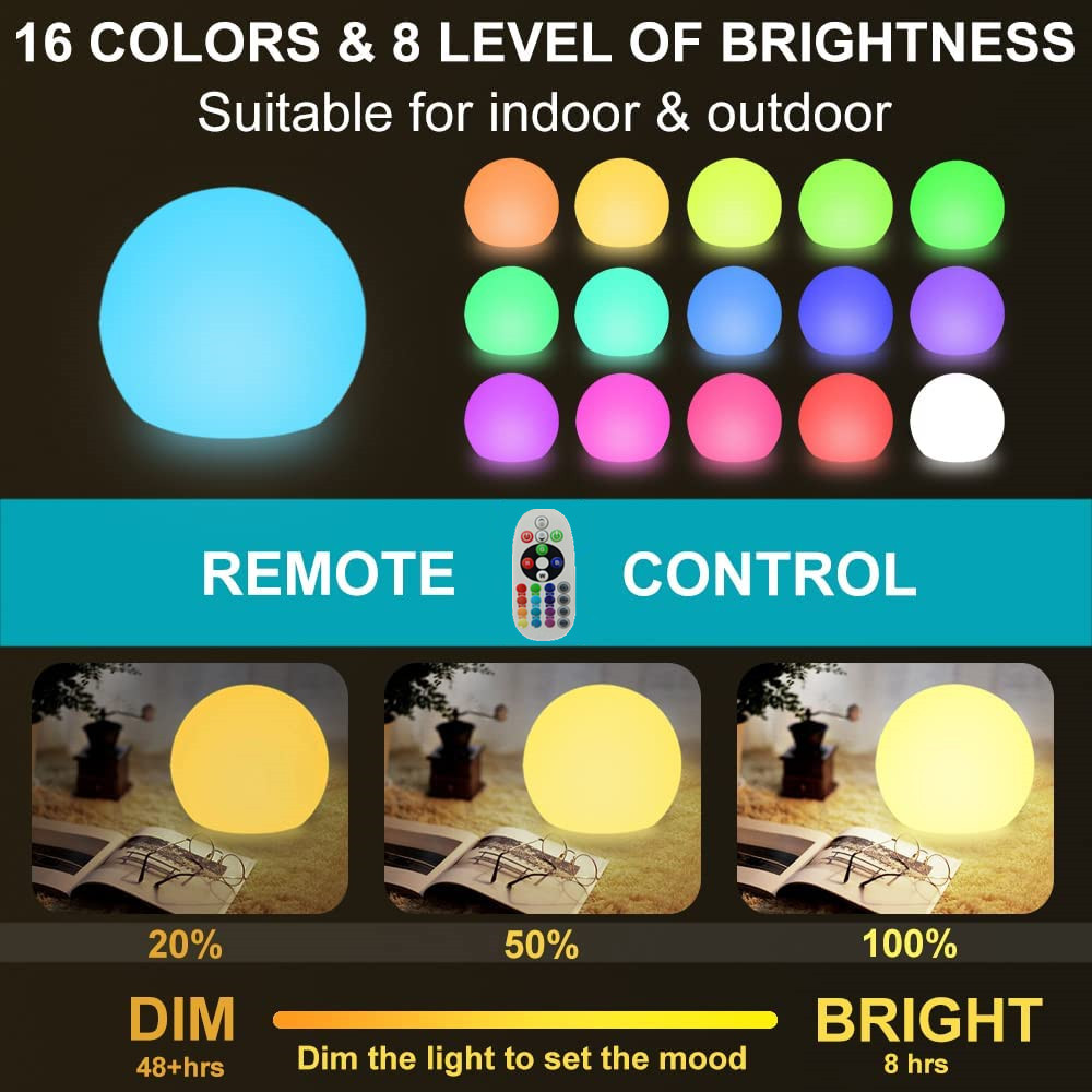 Rechargeable LED Glowing Ball  - đánh giá và giá Bollard Light Garden