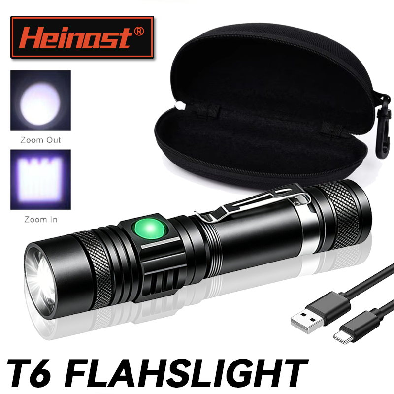 T6 LED Rechargeable Flashlight - đánh giá và giá Outdoor Lighting Black