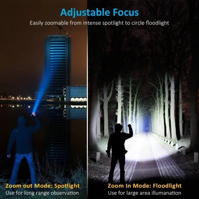 T6 LED Rechargeable Flashlight - đánh giá và giá Outdoor Lighting Black