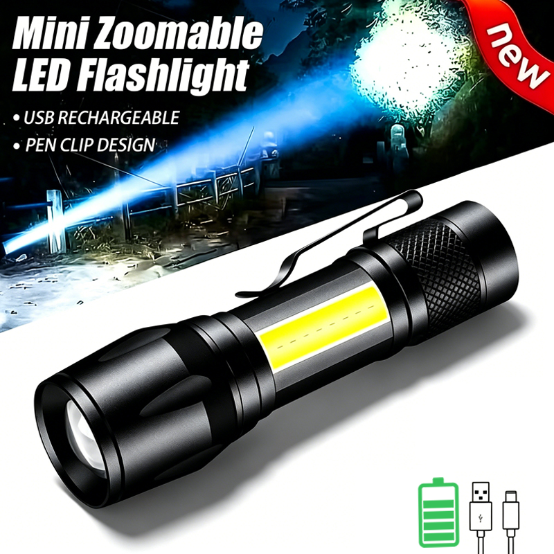 Mini LED Flashlight COB+XPE Po - đánh giá và giá Outdoor Lighting Black