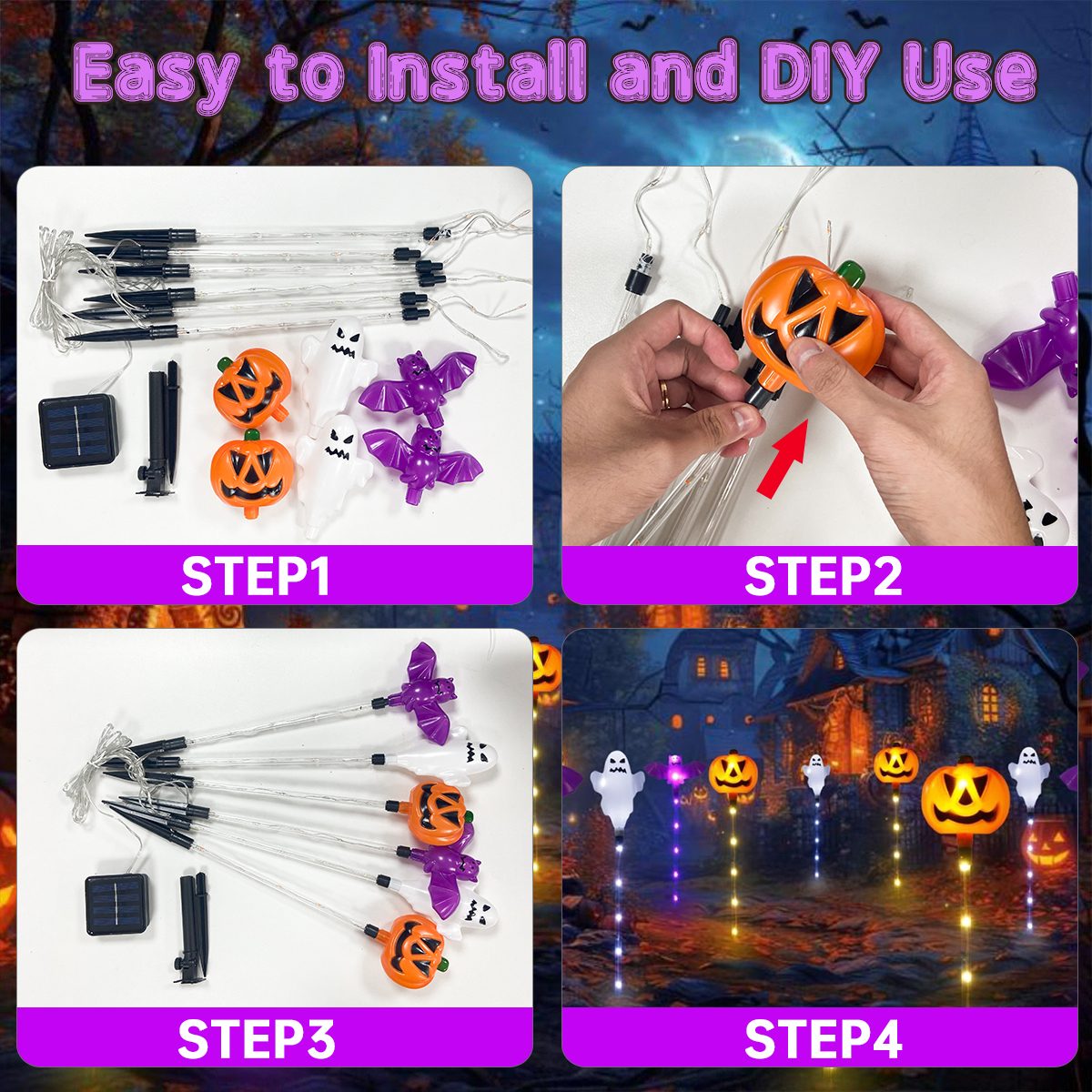 1 Set 6pcs Halloween Solar Pum - đánh giá và giá Outdoor Lighting Front Yard