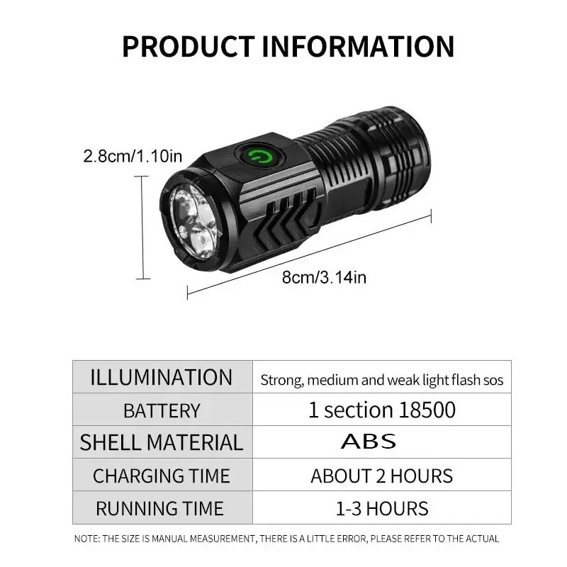 Mini 3LED Flashlight With Pen  - đánh giá và giá Outdoor Lighting Black