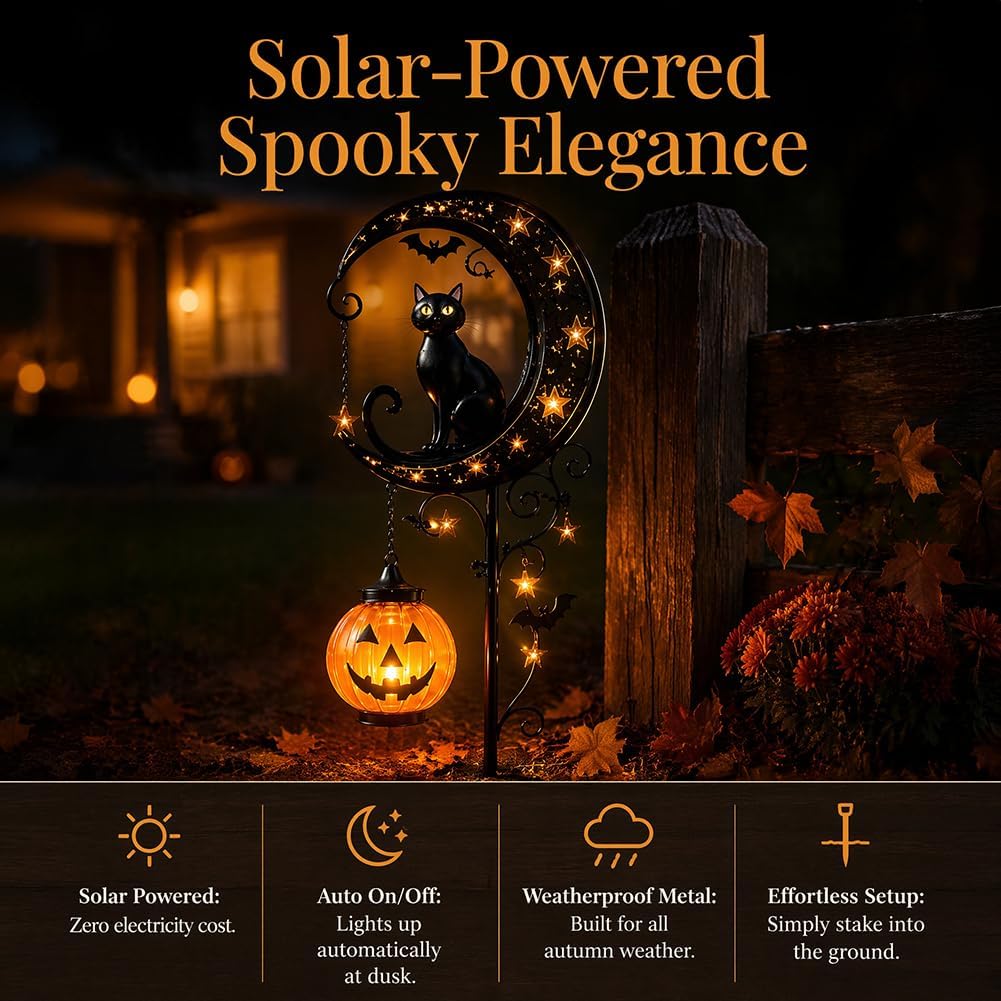 Solar Halloween Black Cat & Pu - đánh giá và giá Bollard Light Garden